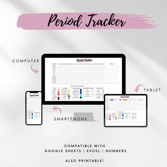 Period Tracker Spreadsheet – Menstrual Cycle Tracker for Fertility, Health, Wellness | Excel, Google Sheets, PDF Printable | Private & Secure
